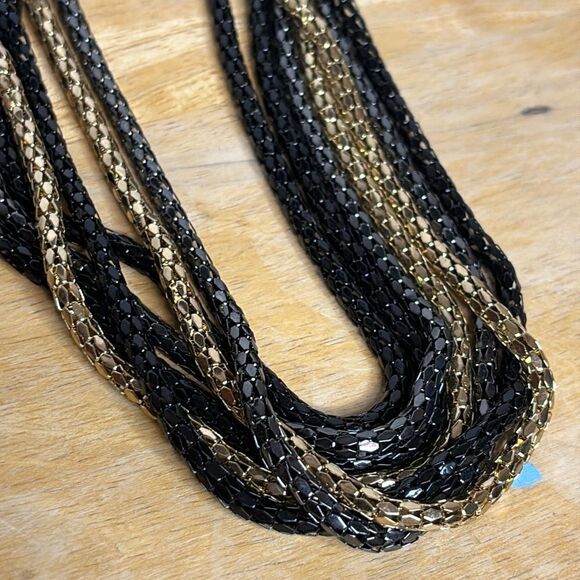 Multistrand statement collar necklace Multi tone metallic chain 18-21” - Picture 3 of 5